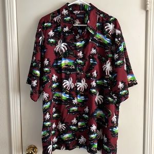 Puritan mens Hawaiian shirt sports car theme.